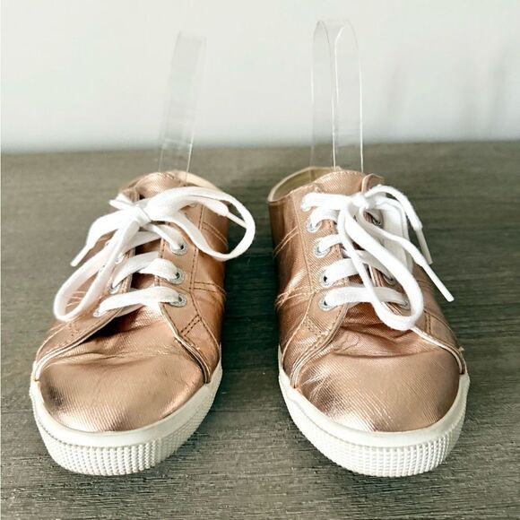 Superga Slip On Lace Up Sneaker in Rose Gold Metallic Size 38 - Picture 2 of 7